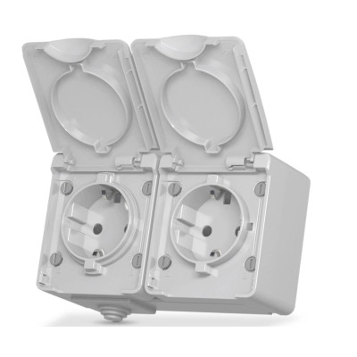 Розетка Videx BINERA IP65 зовнішня 2ая із заземленням сіра (VF-BNW22G-G) Вінниця - фото 1