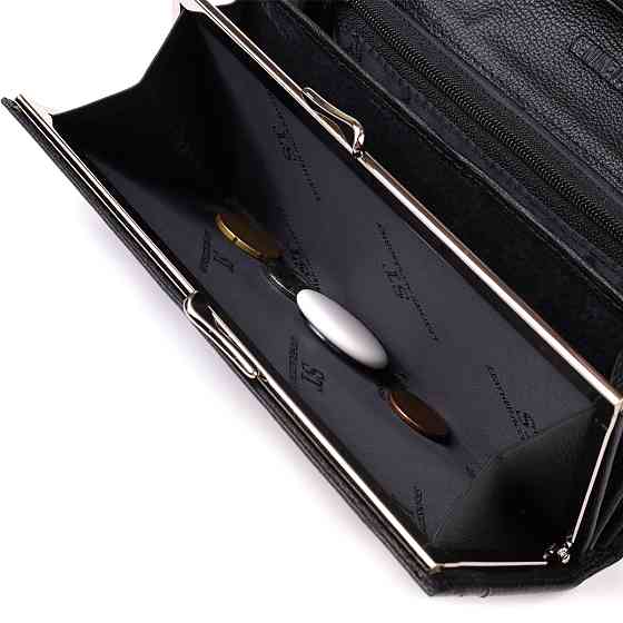 Солідний жіночий гаманець із натуральної шкіри Чорний (ST Leather) Київ