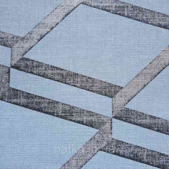 Шпалери вінілові на флізеліновій основі Decoprint BLOOMING BL22734 геометрія ромби голубий з сірими смугами Київ