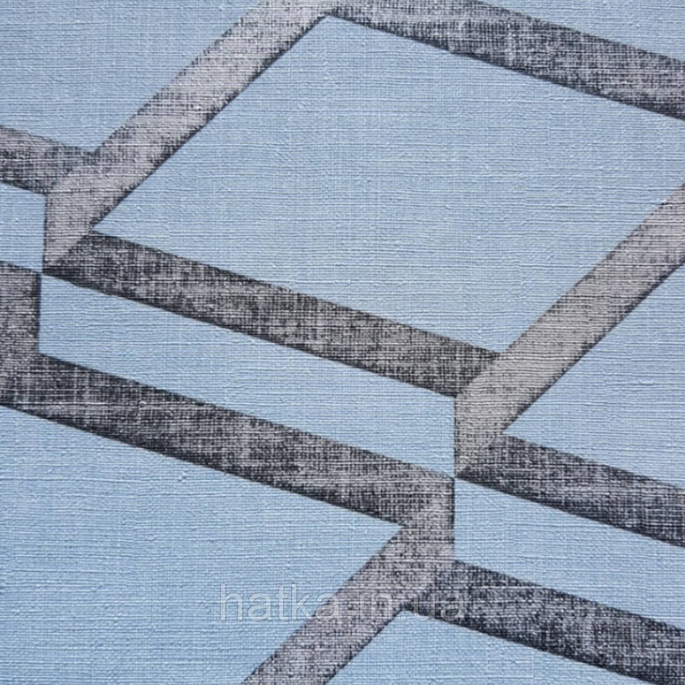 Шпалери вінілові на флізеліновій основі Decoprint BLOOMING BL22734 геометрія ромби голубий з сірими смугами Київ - фото 2