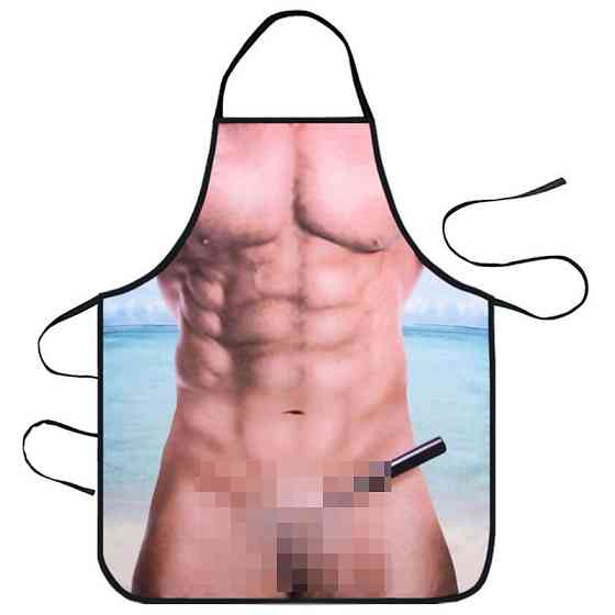 Фартук мужской с приколом с принтом мужской торс 75 на 55 см разноцветный Киев