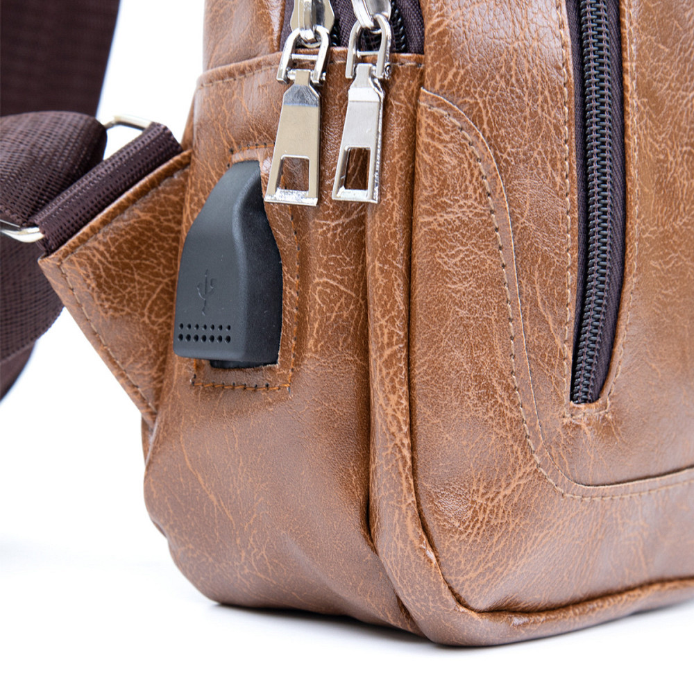 Сумка через плечо на два отделения кожзам Vintage 20561 Светло-коричневая Киев - изображение 6