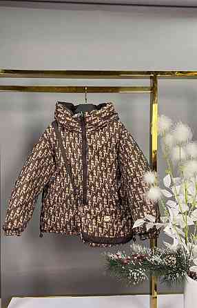 Детская двусторонняя зимняя куртка для девочки подростка с сумкой 134,140,146,152,158 шоколад Николаев