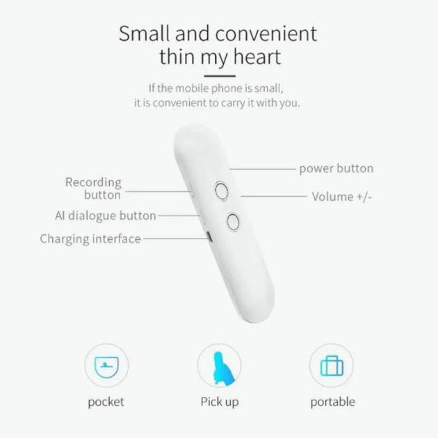 Голосовий електронний перекладач AI Translator T4 800мАч (Білий) Вінниця - фото 5