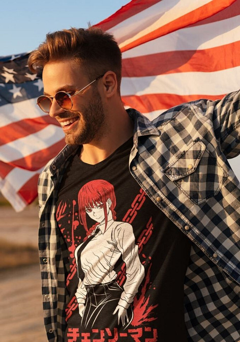 Футболка з аніме принтом Людина-бензопила оверсайз (S/M/L) Чорний AnimeJ0837 Дніпро - фото 3