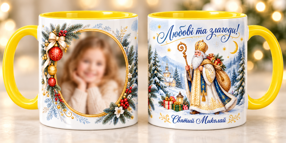 Чашка з фото на День Святого Ніколая — подарунок дитині, керамічний кухоль із персональним фотодруком Жувта Одеса - фото 1