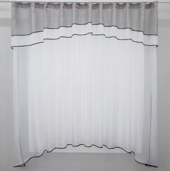Кухонна гардина VR-Textil № 036к арка білий з сірий 270х170 см (52-0062) Київ - фото 1