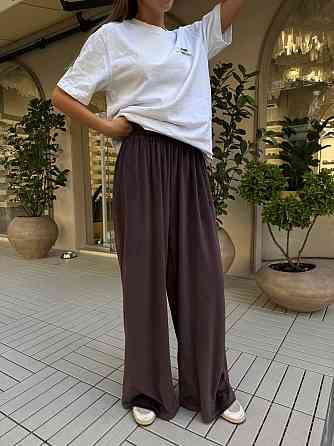 Жіночі базові об'ємні штани в стилі оверсайз турецький велюр Шоколад Одеса