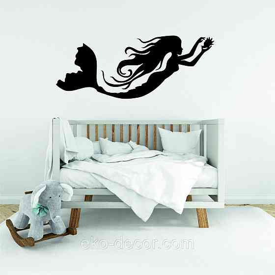 Декоративное настенное 3D Панно «Русалочка» Декор на стену с объемом 110*43 см, Черный Киев