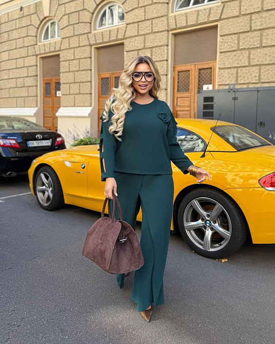 Женский батальный костюм двойка креп дайвинг смарагдовий, 60/62 Одесса - изображение 5