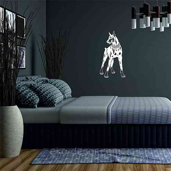 Декоративне настінне Панно «Доберман», Декор на стіну 90*49 см, Білий Київ