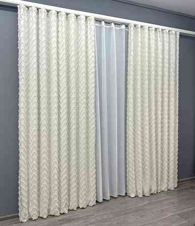 Комплект штор VR-Textil Лен Букле № 1815ш Молочный 150х295 см 2 шт (33-0781) Киев