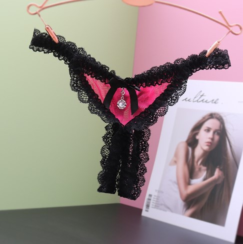 Еротичні трусики з розрізом унісекс малиново-чорні, розмір універсальний резинка до 92см Київ - фото 1