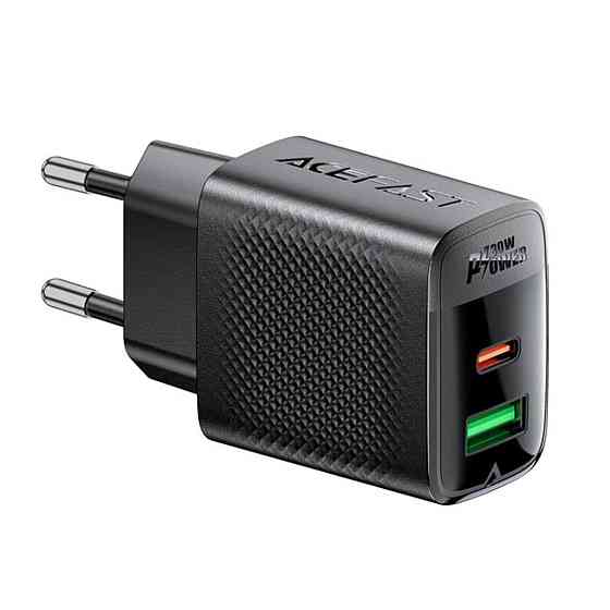 Мережевий зарядний пристрій ACEFAST A98 PD30W GaN (USB-C+USB-A) charger Black (6974316283263) Київ