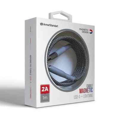 Дата кабель USB 2.0 AM to Lightning 1.0m Magnetic 2A black Armorstandart (ARM75508) Вінниця