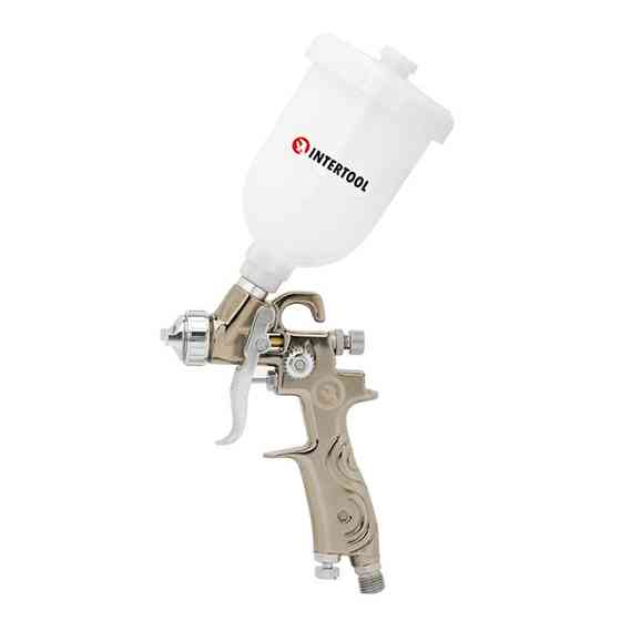 Фарбопульт пневматичний LVMP MINI, форсунка: 0,8 мм, верхній пластиковий бачок: 250 мл, 2-2,5 бар INTERTOOL PT-0129 Київ