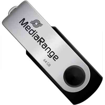 USB флеш накопичувач Mediarange 64GB Black/Silver USB 2.0 (MR912) Вінниця