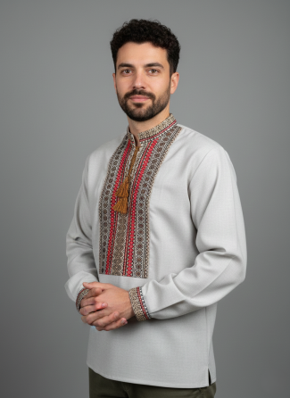 Вишиванка кольору льону з традиційним орнаментом Київ