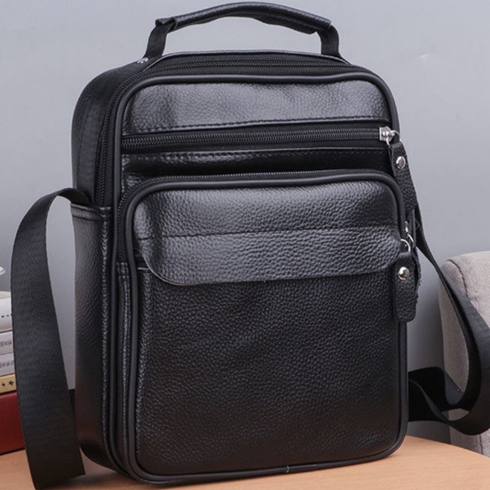 Чоловіча шкіряна барсетка через плече Bexhill чорна Київ - фото 2