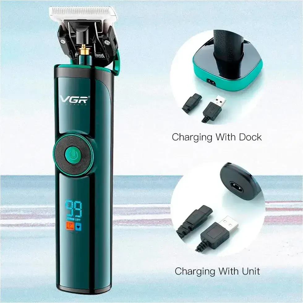 Профессиональная машинка для стрижки волос VGR V-671 Black с подставкой, LED дисплеем и насадками Одесса - изображение 6