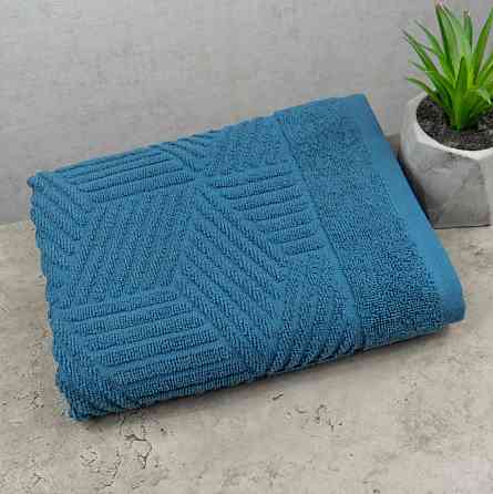 Комплект махровых полотенец Уельс 3шт GM Textile 40х70см, 50х90см, 70х140см 500г/м2 (Синий) Сумы
