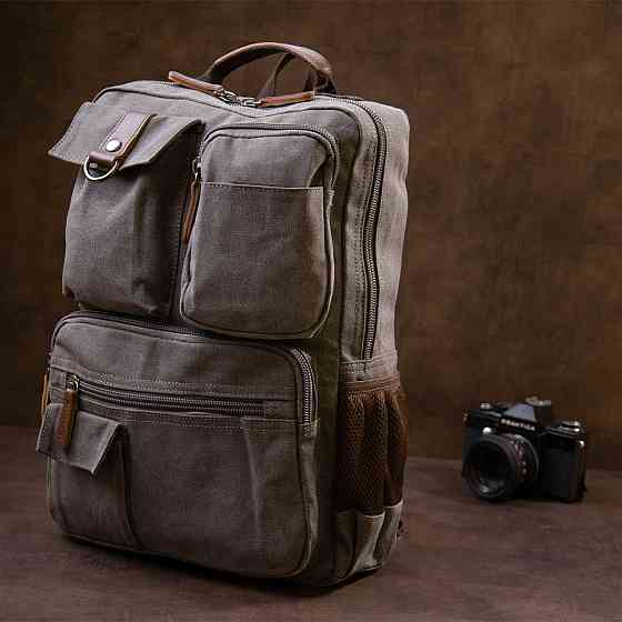 Рюкзак текстильний дорожній унісекс Vintage 20618 Сірий Київ