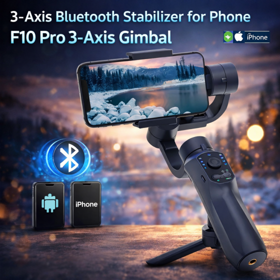 Стедікам Трьохосьовий Bluetooth Стабілізатор для телефону F10 Pro 3-Axis Gimbal для Android та iPhone Київ