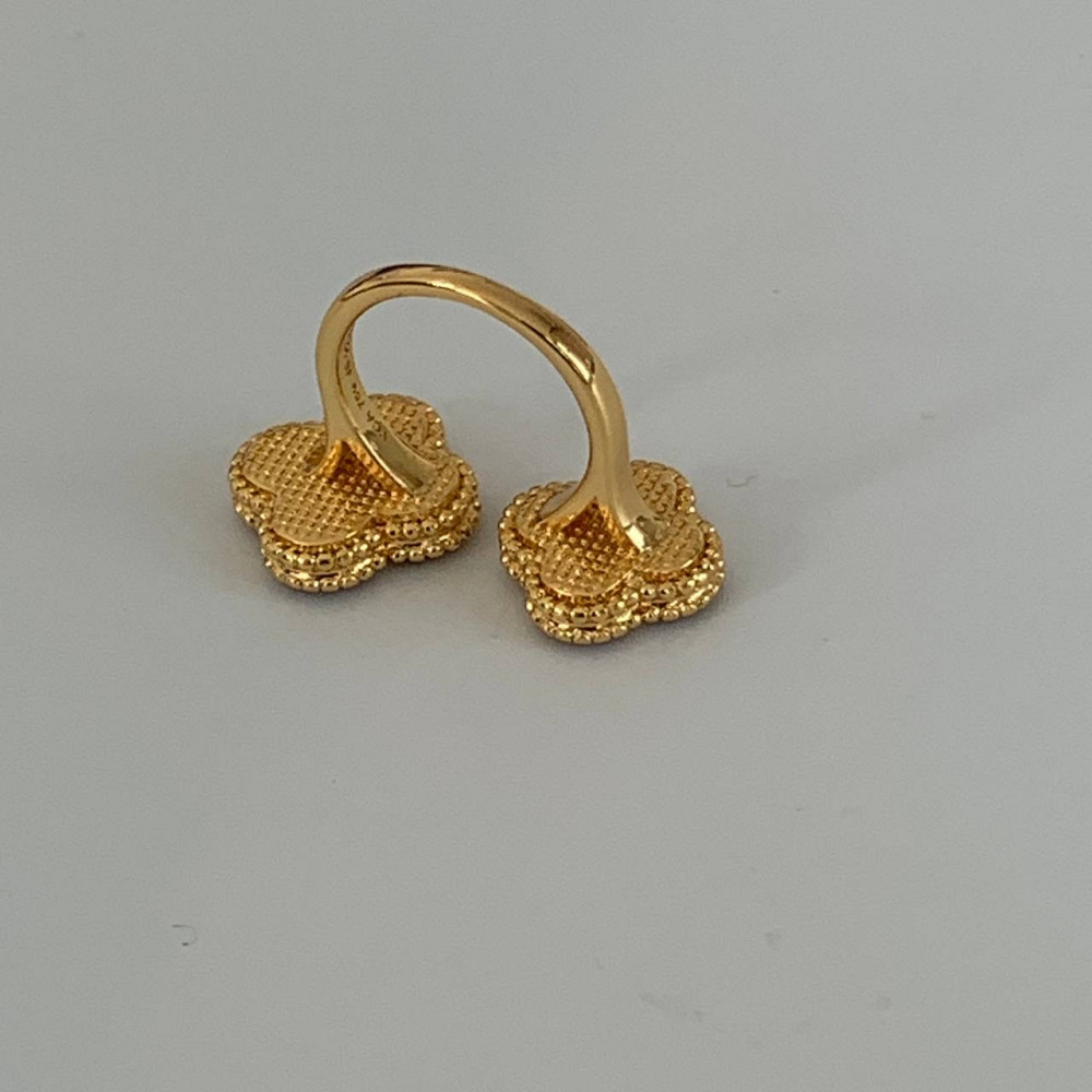 Кольцо Van Cleef позолота 18 К / кольцо клевер двойное черное в золоте Одесса - изображение 4
