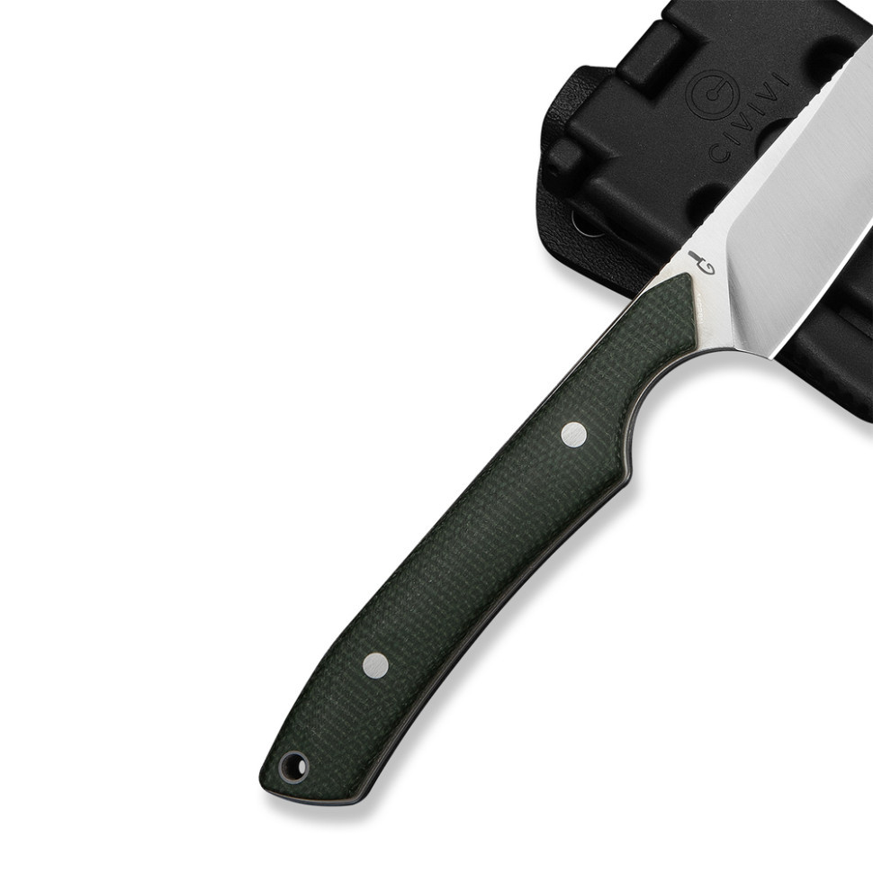 Ніж фіксований кишеньковий Civivi High Grass Field Knife (7,4 см) 14C28N / Micarta зелений з чохлом Київ - фото 6