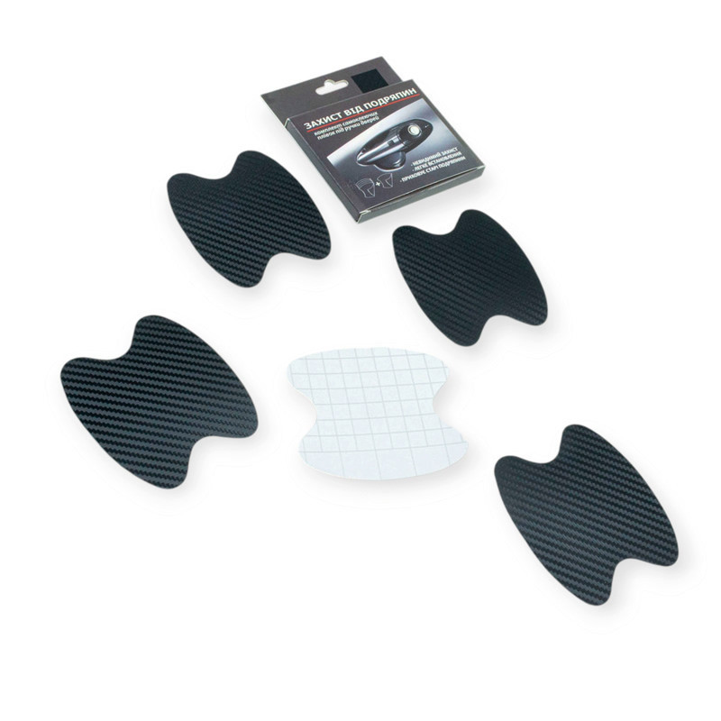 Плівка захисна від сколів "під ручки дверей" 85х90мм фігурна (5шт) чорна карбонова Мукачево - фото 1