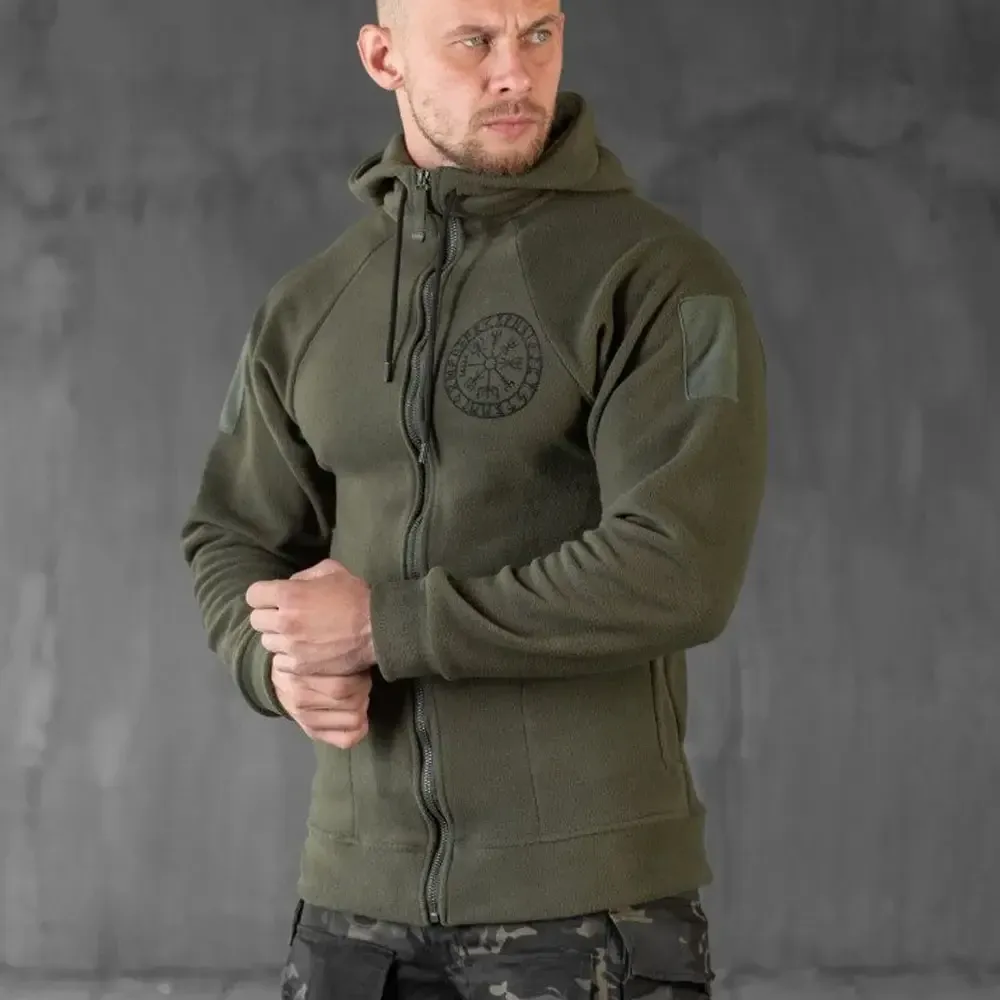 Худи флисовый тактические мужской теплый руны олива с капюшоном флиска для зимы Одесса - изображение 2
