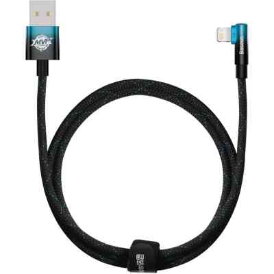 Дата кабель USB 2.0 AM to Lightning 1.0m 2.4A 90° corner black/blue Baseus (CAVP000021) Винница