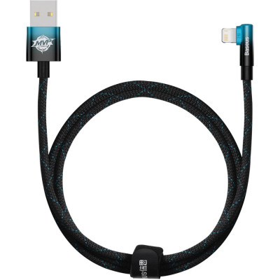 Дата кабель USB 2.0 AM to Lightning 1.0m 2.4A 90° corner black/blue Baseus (CAVP000021) Вінниця - фото 1