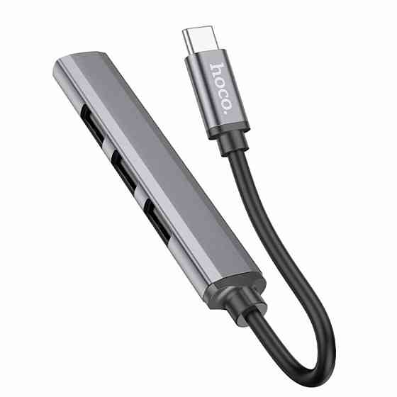 Кабель-перехiдник HOCO HB26 4 in 1 adapter(Type-C to USB3.0+USB2.0*3) Metal Gray Київ