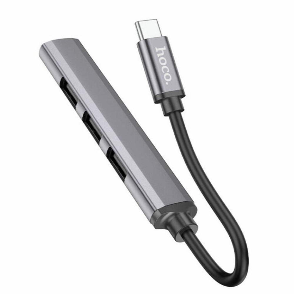 Кабель-перехiдник HOCO HB26 4 in 1 adapter(Type-C to USB3.0+USB2.0*3) Metal Gray Київ - фото 3