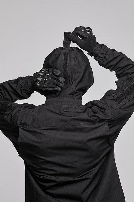 Чоловіча армійська літня чорна куртка ріп стоп , вітрозахисна польова штурмова куртка з капюшоном Львів - фото 6