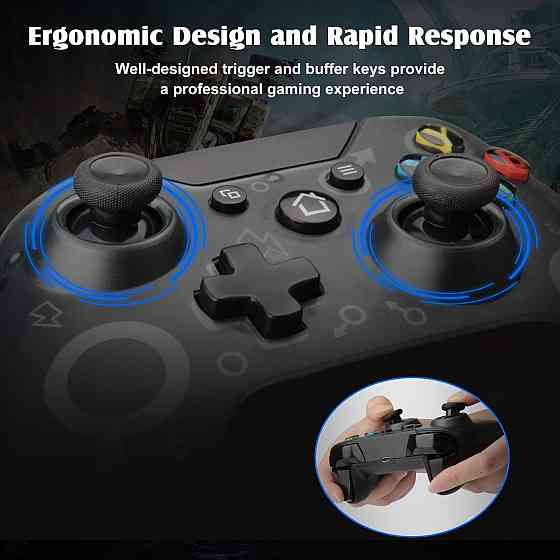 Бездротовий геймпад для ПК Windows 2.4 GHz, USB контролер з адаптером, подвійна вібрація, акумуляторний, чорний Київ