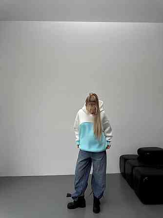 Женская базовая теплая худи на флис турецкая трехнить Бирюза Одесса