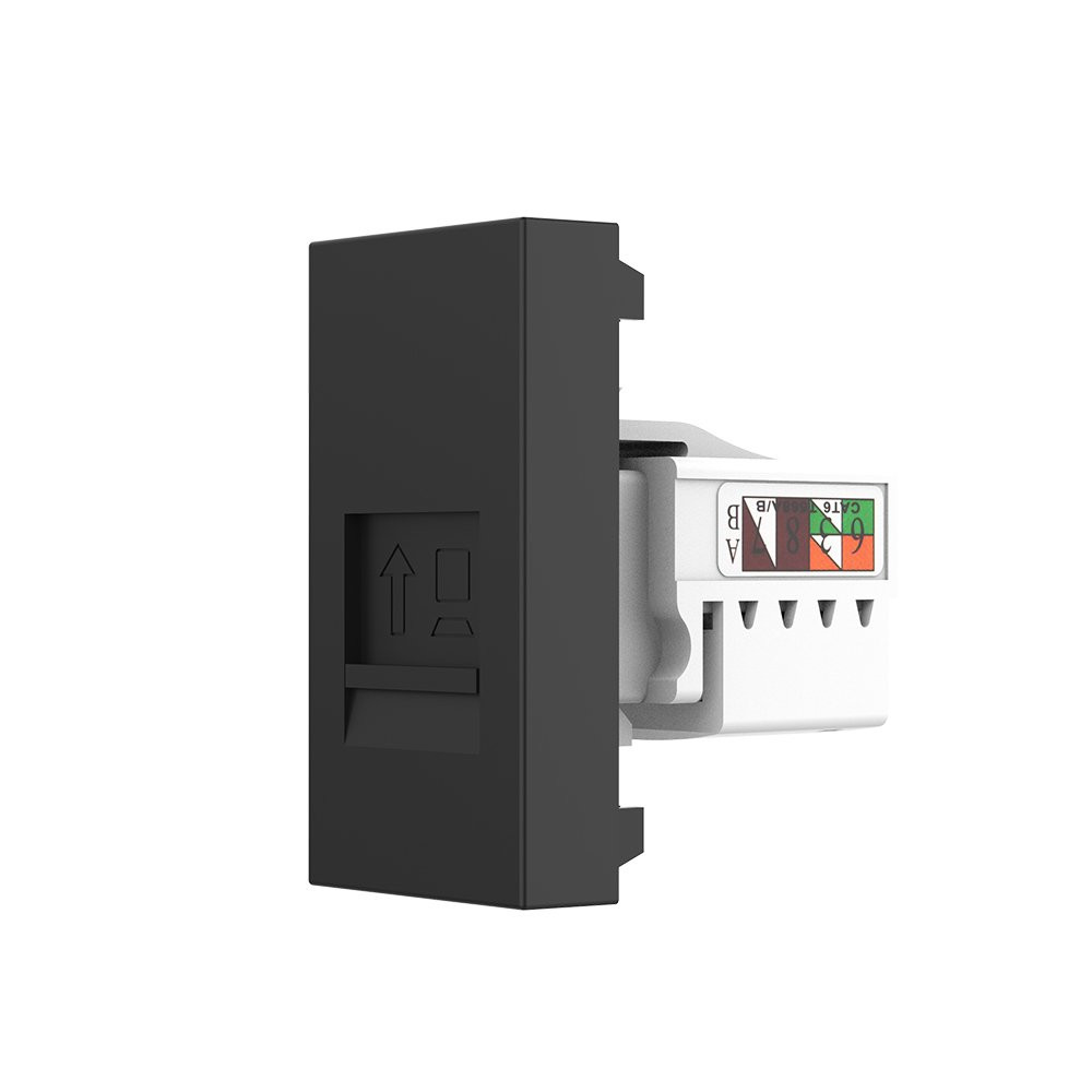 Інтернет-розетка RJ-45 (8P8C Cat.6) LIVOLO, чорна, модуль 0.5 поста, з шторкою (VL-FCCP-1BP) Коломыя - изображение 10