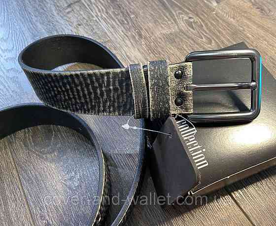 Модный мужской кожаный ремень из винтажной кожи коричневого цвета 35мм PS Leather Киев
