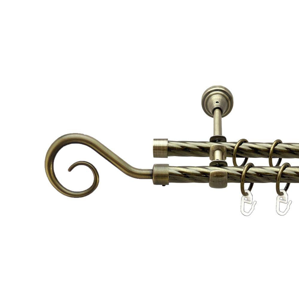 Карниз Orvit Гак металевий дворядний відкритий скручена труба кільце металеве Антик 16\16 мм 240 см Львов - изображение 1