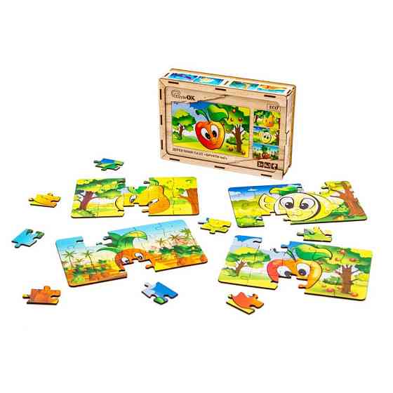 Детский деревянный пазл Фрукты 4 в 1 Puz-84681, 80 элементов Винница