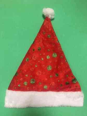 Новогодняя шапка в горошек с мехом для детей и взрослых - размер окружности около 56 см, текстиль Киев