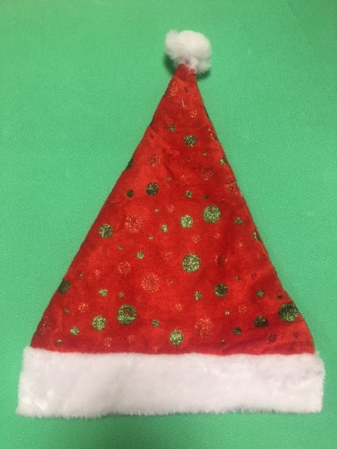 Новорічна шапка в горошок з мехом для дітей та дорослих, розмір по колу приблизно 56 см, текстиль Київ - фото 1