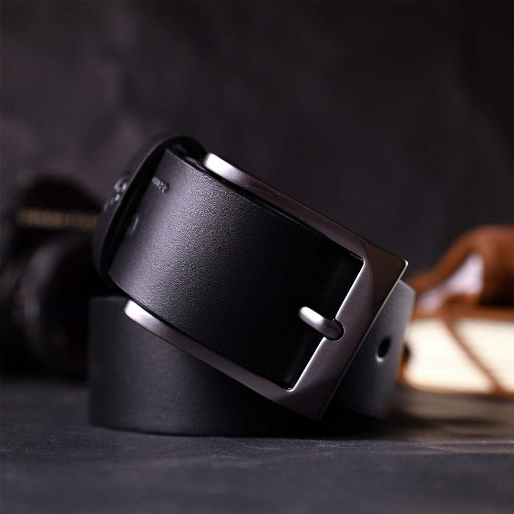Стильный пояс под брюки для мужчин из натуральной кожи GRANDE PELLE 11690 Черный Киев - изображение 10