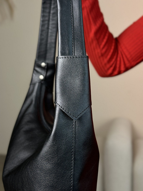 Сумка тоут жіноча шкіряна велика Юта Бежева 28*30*12 см, сумка шопер бежева стильна з кишенямиMasterSem Київ - фото 5