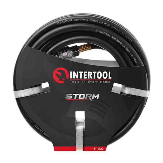 Шланг гумовий повітряний, армований, до 20 атм, 6×13 мм, 10 м, зі швидкороз'ємними з'єднаннями, STORM INTERTOOL PT-1720 Киев