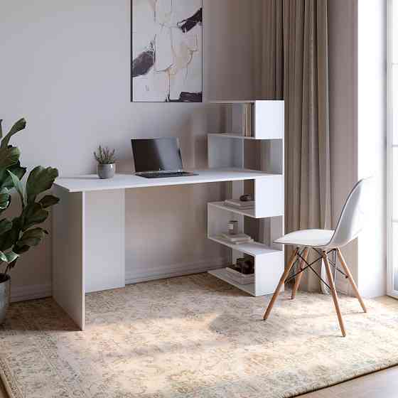 Cтіл комп'ютерний з полицями М-ЗОН Джеко 1416P правий Німфея Альба (MZN-031028) Львів