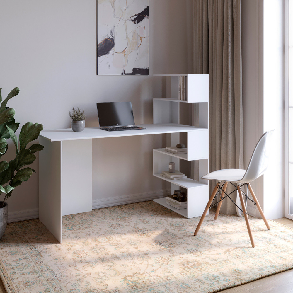 Cтіл комп'ютерний з полицями М-ЗОН Джеко 1416P правий Німфея Альба (MZN-031028) Львів - фото 1