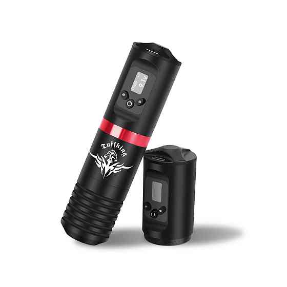 Тату Машинка Беспроводная с аккумулятором 1800mAh + картриджи + краски | Профессиональный набор для тату с дисплеем Киев